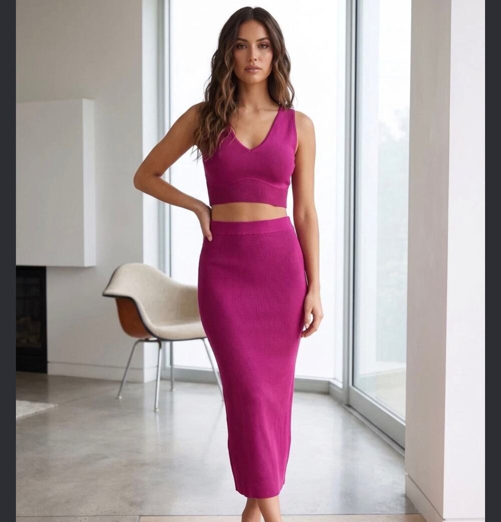 New house of Harlow 2 piece ribbed skirt set size XS